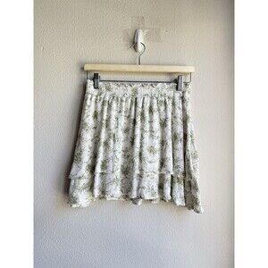 Paper Crane Boho Floral Tiered Mini Skirt Cottagecore Prairie Fairy Sage Green